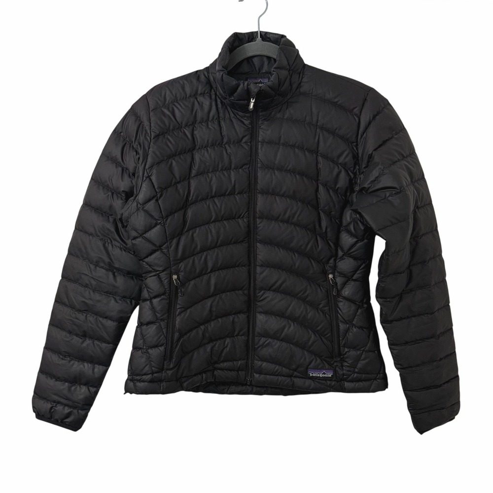 Patagonia Womens Down Sweater Jacket S Black Full Zip Puffer Outdoor Gorp Travel
